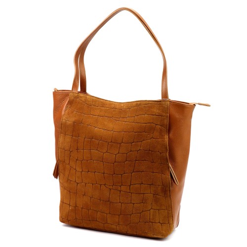 Duża skórzana shopperka A4 Luka 26-162 CROCO