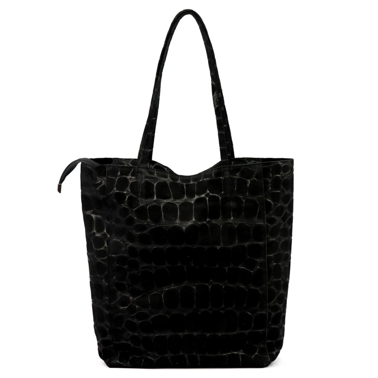 Duża skórzana torebka shopper Luka 26-084 Croco mieszcząca A4