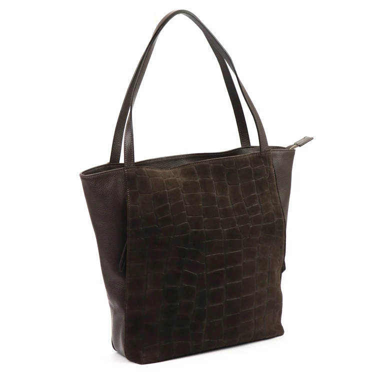 Duża skórzana shopperka A4 Luka 26-162 CROCO