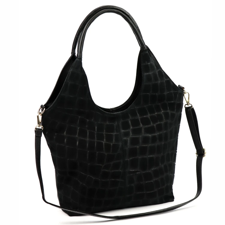 Damska torebka shopper Luka 26-013 Croco ze skóry naturalnej