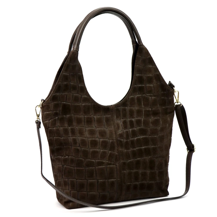 Damska torebka shopper Luka 26-013 Croco ze skóry naturalnej
