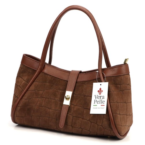 Skórzana torebka Camilla PREMIUM 10.014 CROCO z paskiem