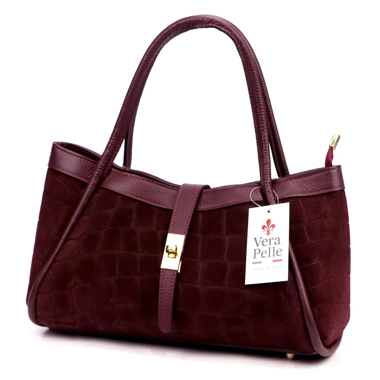 Skórzana torebka Camilla PREMIUM 10.014 CROCO z paskiem