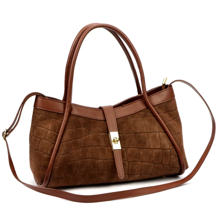 Skórzana torebka Camilla PREMIUM 10.014 CROCO z paskiem