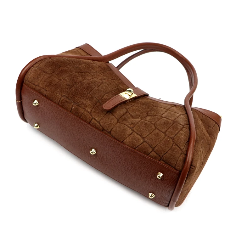 Skórzana torebka Camilla PREMIUM 10.014 CROCO z paskiem
