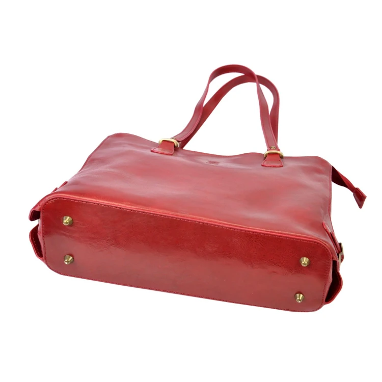 Skórzana elegancka shopperbag pojemna na ramię z kieszeniami Florence