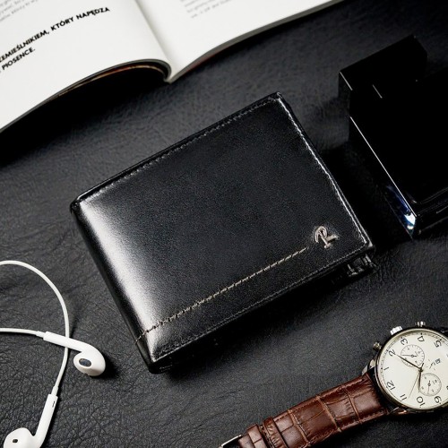 Portfel męski skórzany N992-RVT Black+Navy