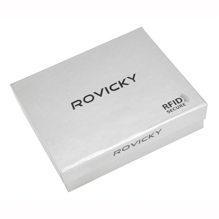 Klasyczny portfel męski w czarnym kolorze w orientacji pionowej - Rovicky
