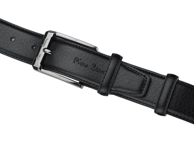 męski pasek z prawdziwej skóry Pierre Cardin 5011 ROB01 BLACK