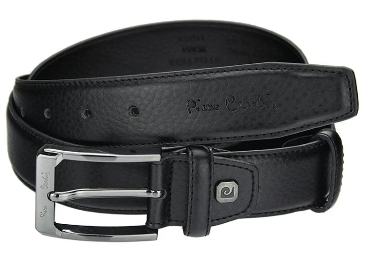 męski pasek z prawdziwej skóry Pierre Cardin 5011 ROB01 BLACK