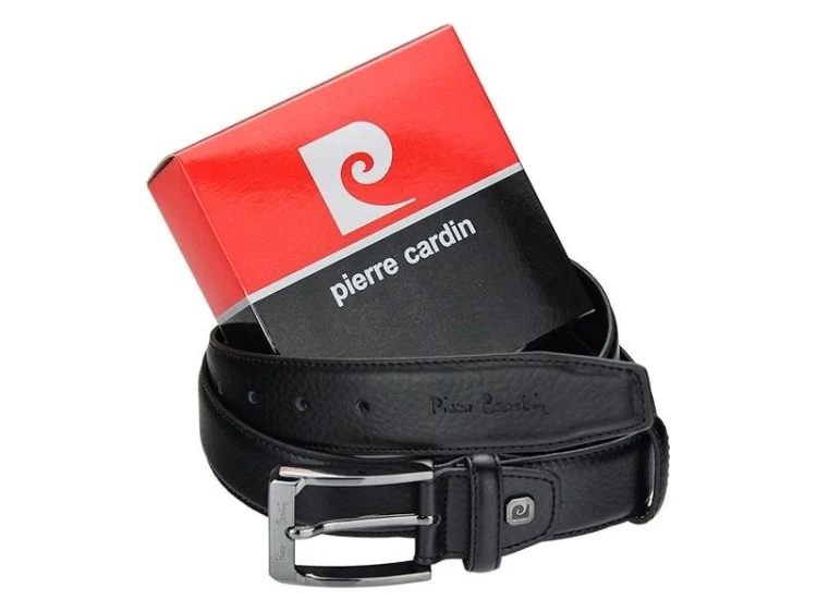 męski pasek z prawdziwej skóry Pierre Cardin 5011 ROB01 BLACK