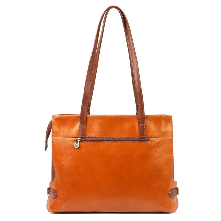 Skórzana elegancka shopperbag pojemna na ramię z kieszeniami Florence