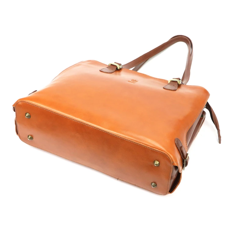 Skórzana elegancka shopperbag pojemna na ramię z kieszeniami Florence