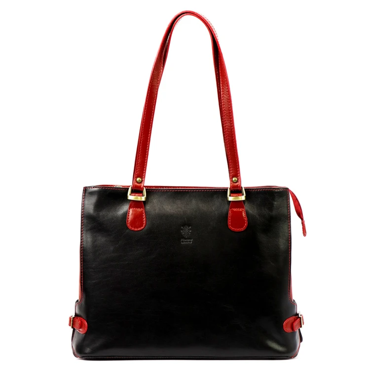 Skórzana elegancka shopperbag pojemna na ramię z kieszeniami Florence
