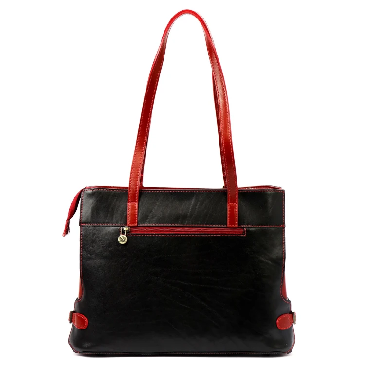 Skórzana elegancka shopperbag pojemna na ramię z kieszeniami Florence