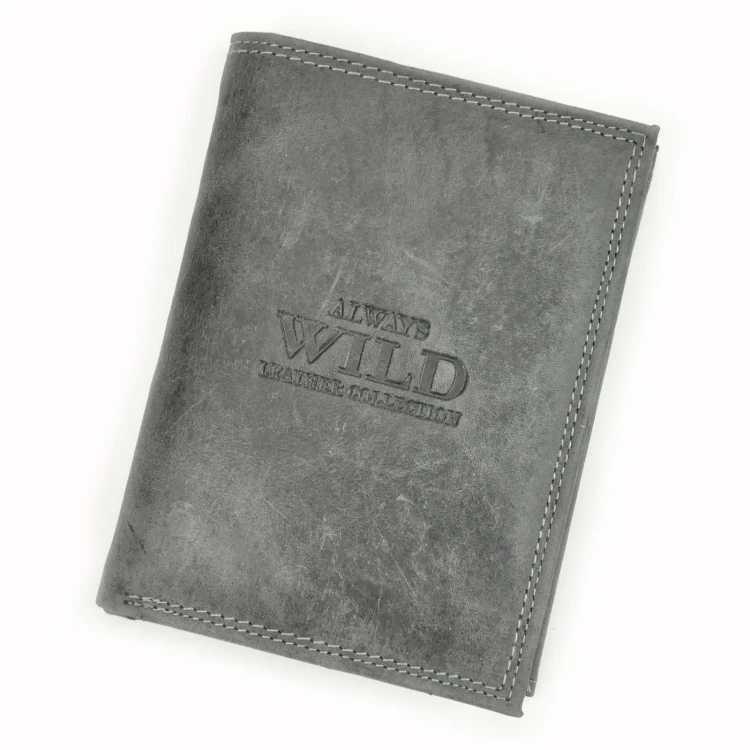 Pionowy portfel męski Wild N4-CHM RFID ze skóry naturalnej