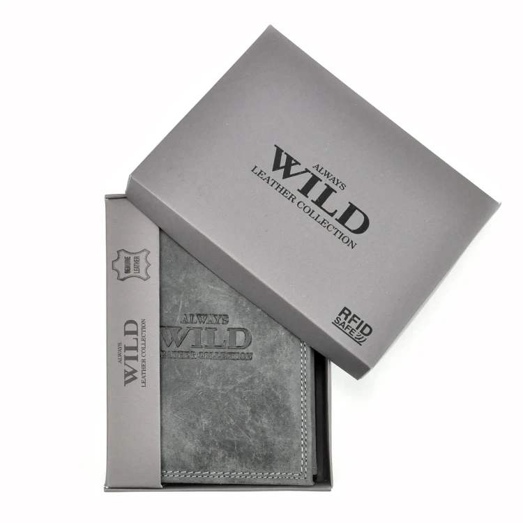 Pionowy portfel męski Wild N4-CHM RFID ze skóry naturalnej