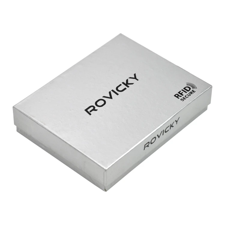 Portfel męski ze skóry naturalnej zamykany na zatrzask - Rovicky