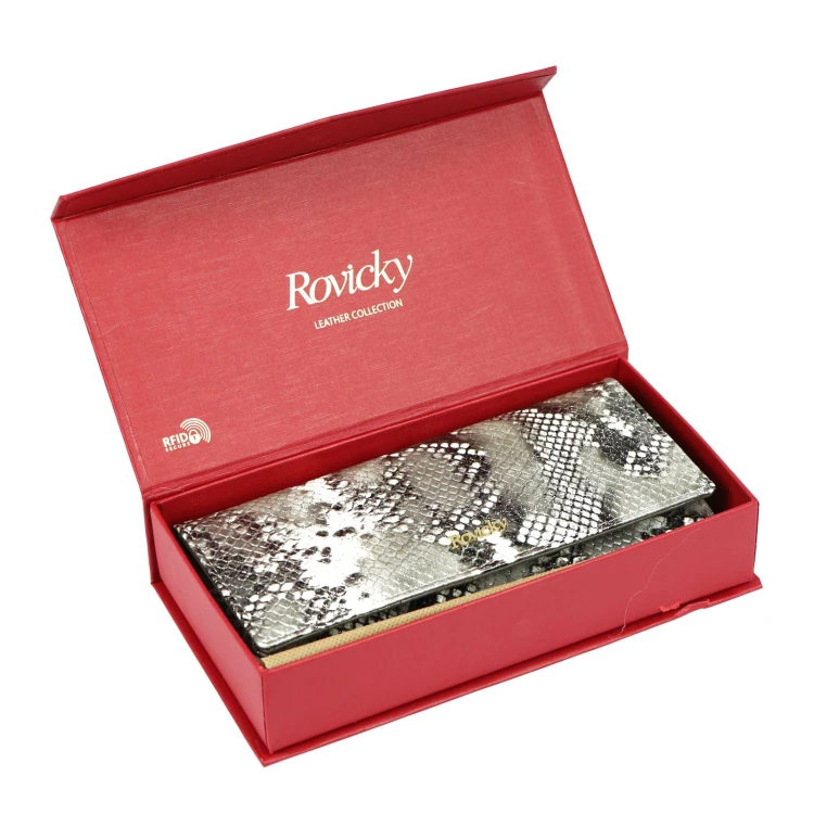 Skórzany damski portfel Rovicky 8801-BPRN RFID