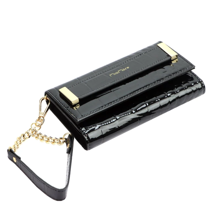 Lakierowane etui skórzane MiaMore L1784 do iPhone 12 Pro z łańcuszkiem