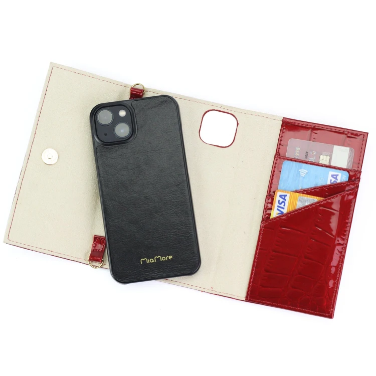 Lakierowane etui skórzane MiaMore L1784 do iPhone 11 z łańcuszkiem